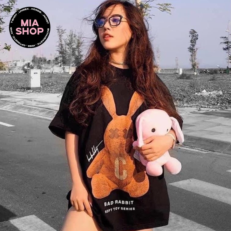 Áo thun tay lỡ MIA, Áo phông nữ form rộng dáng Unisex/Ulzzang mặc lẻ cặp nhóm hình BAD RABBIT