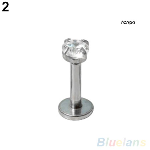 Set 2 khuyên tai xỏ môi/lưỡi đính đá zircon thời trang cá tính
