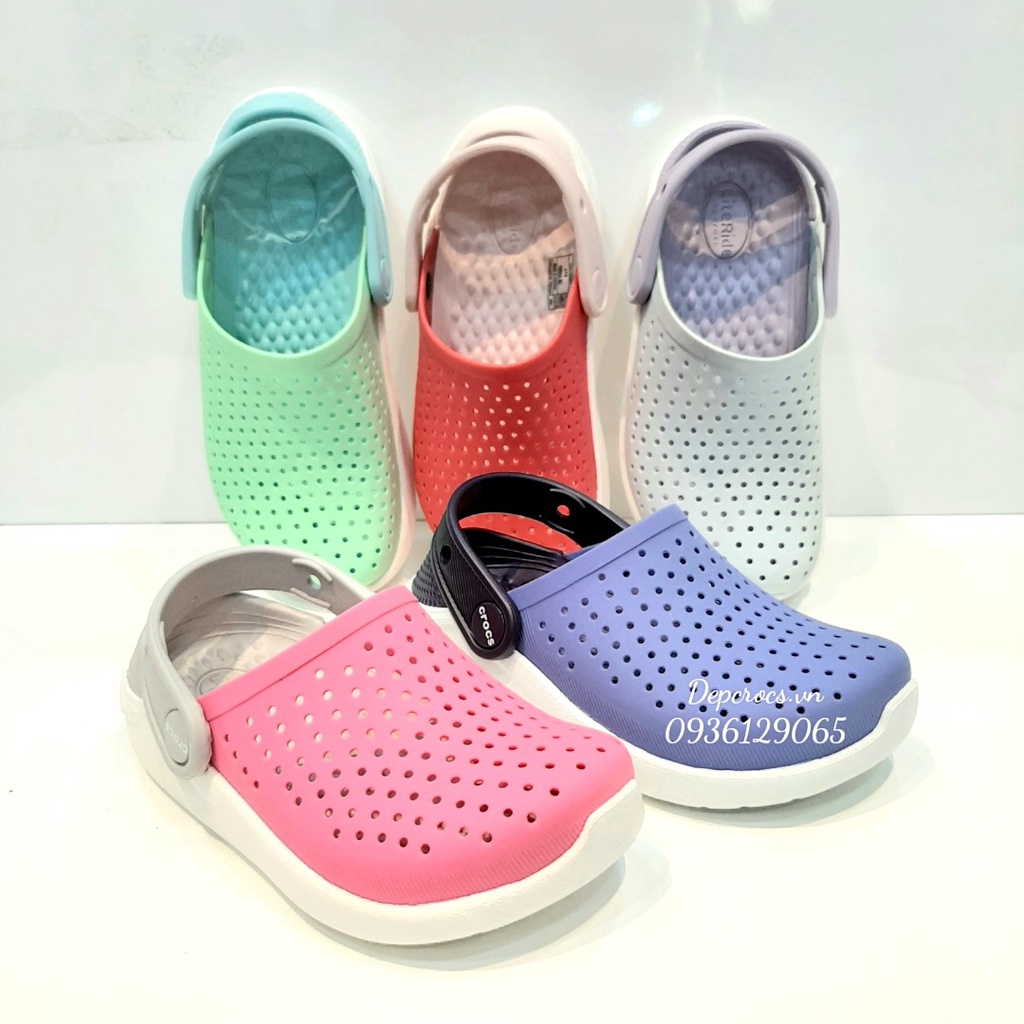 (Chính hãng) Dép sục crocs literide bé gái tặng kèm 4 jibbitz, dép cross trẻ em chính hãng (bảng màu 2) - Crocs house