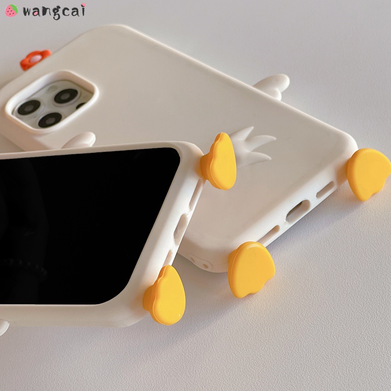 Ốp Điện Thoại Silicon Dẻo Hình Hoa / Vịt 3D Vui Nhộn Cho iPhone 13 12 11 Pro Max XS Max XR X 7 8 Plus SE 2020