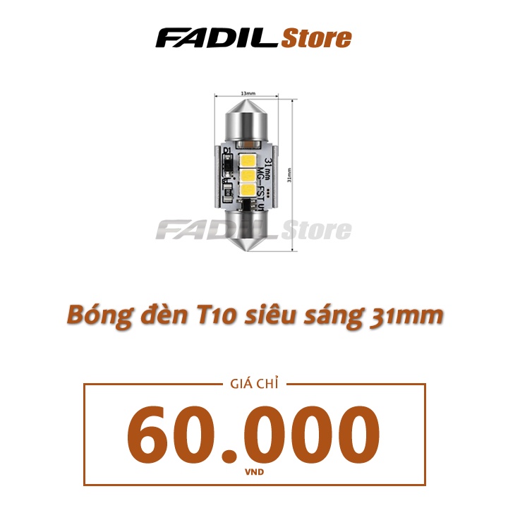 1 bóng đèn LED T10 siêu sáng 31mm cho đèn trần ô tô