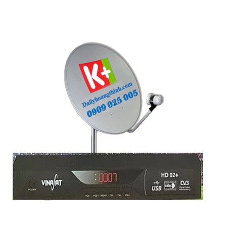 Trọn Bộ Đầu thu HD02 và Phụ kiện chân Chảo Vệ tinh truyền hình K+ Xem miễn phí Không đóng tiền hàng tháng (Set Nguyên Bộ