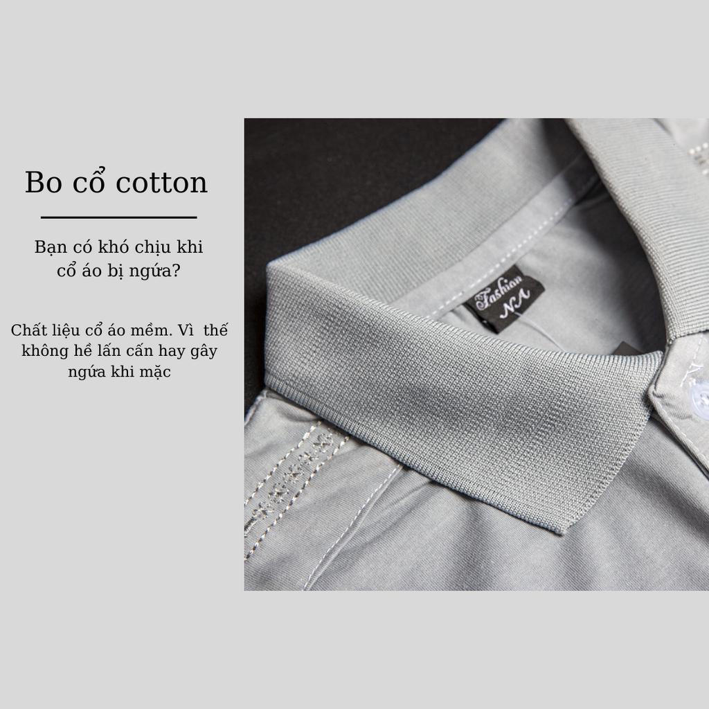 Áo thun nam trung niên ngắn tay có cổ vải cotton đẹp loại áo thun ngắn tay trung niên thiêu túi ATHUN13