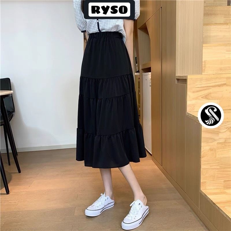 Chân Váy Dài Xếp Ly 3 Tầng Ulzzang Dáng Xòe Vintage Chất Voan Dài 2 Lớp | BigBuy360 - bigbuy360.vn