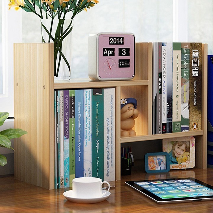 Kệ đựng SÁCH GỖ để bàn mini đựng tài liệu sách vở văn phòng bàn làm việc tiện dụng