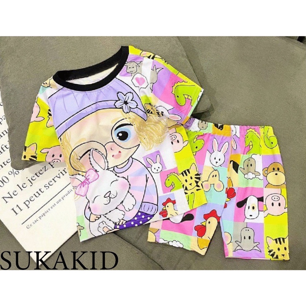 Bộ đò cho bé gái hình in 3D chất liệu thoáng mát mềm mịn co hình ngựa cầu vồn mèo bọ,gái thỏ 6kg đên 40kg