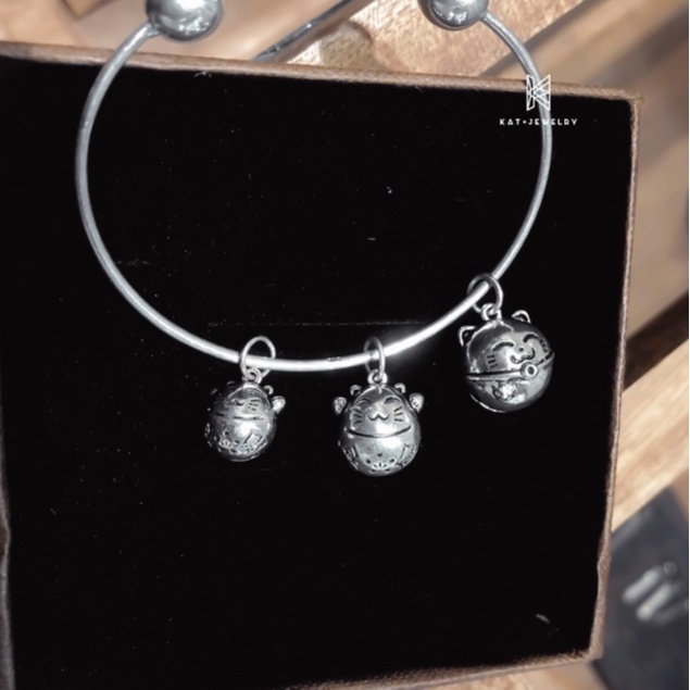 Charm Bạc 925- Mèo Thần Tài May Mắn- Neko Size Lớn-KaT Jewelry