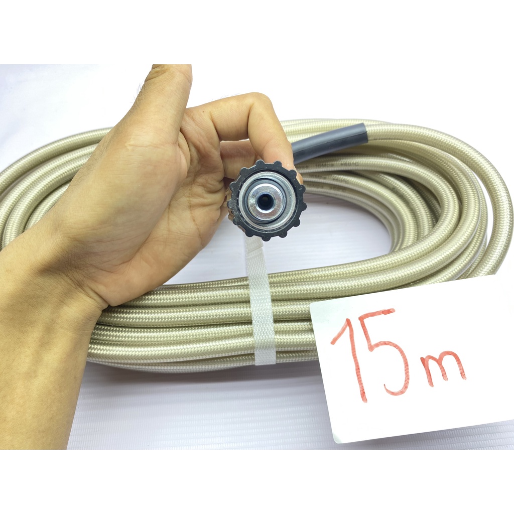 Thương hiệu: Taiwain Chất liệu: Nhựa – bố – kim loại chịu lực Áp lực cao Ren gắn: Ren trong 22mm Chiều dài:15m