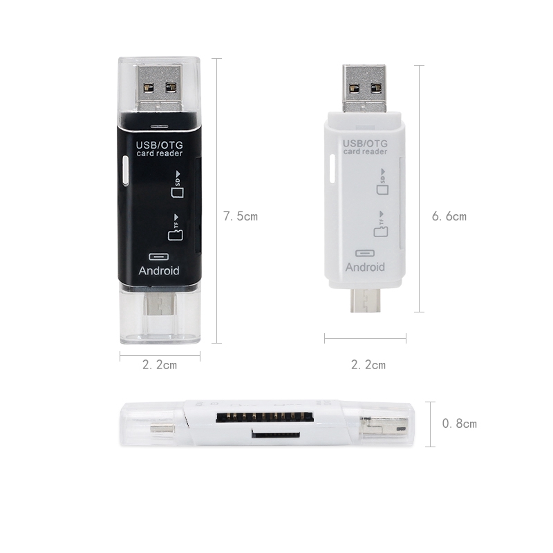 Đầu đọc thẻ OTG 5 trong 1 ( Type C / Micro USB / TF ) tốc độ cao USB 2.0 tiện dụng