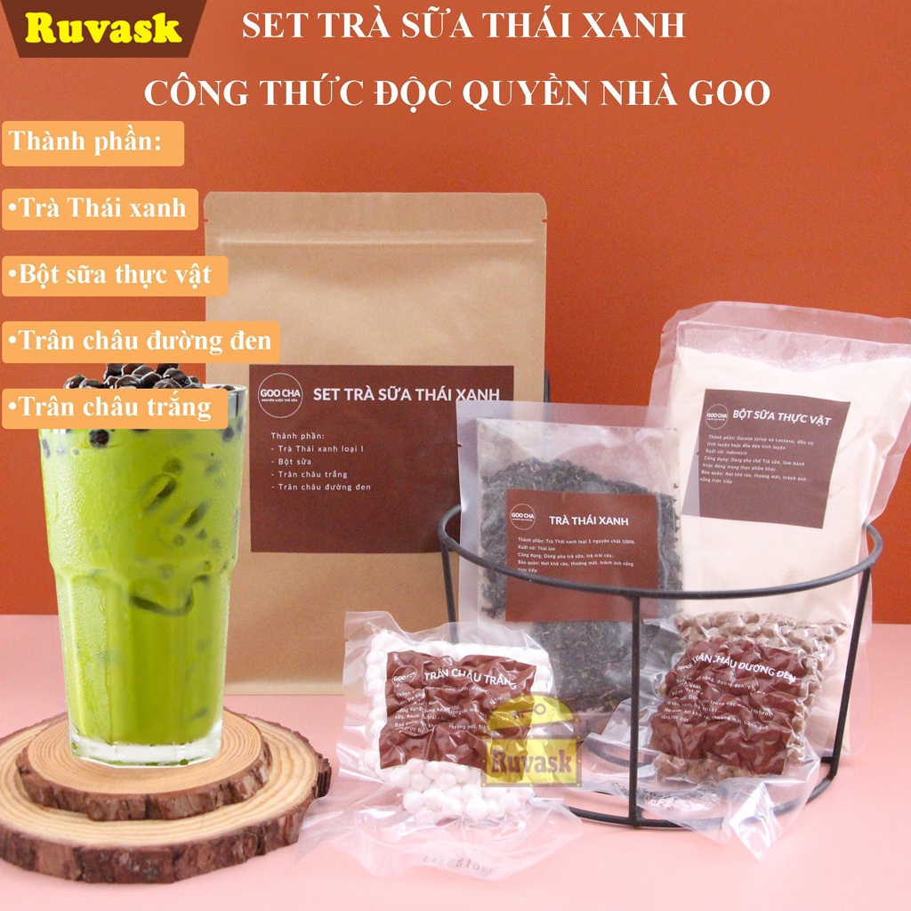 Set Trà Sữa Tự Pha ĐỦ LOẠI- Nguyên Liệu Làm Trà Sữa Trân Châu Đường Đen Phúc Long Thái Xanh Đỏ Matcha- Đồ Ăn Vặt Ruvask | BigBuy360 - bigbuy360.vn