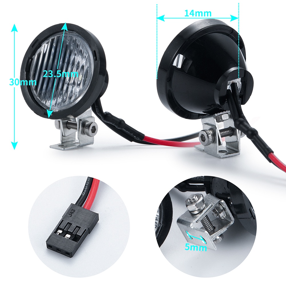 Đèn Pha LED DC 5-7.4V Cho 1/10 RC Crawler Traxxas TRX4 TRX6 Axial Redcat RR10 MST