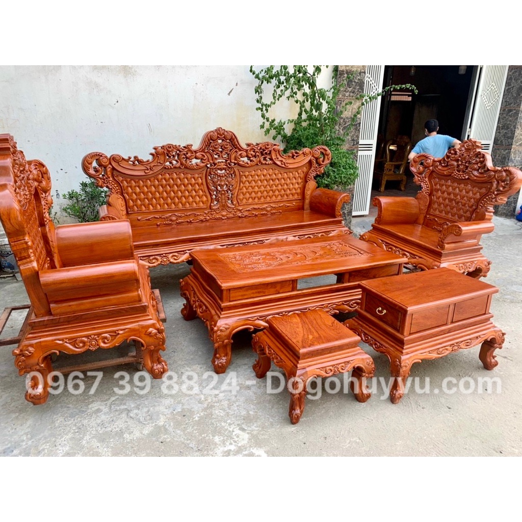 Bộ Bàn Ghế Hoàng Gia K3 Gỗ Hương Đá