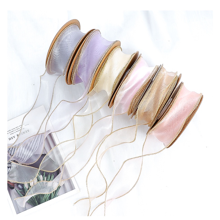 Ruy băng voan viền sóng 4cm trang trí bánh sinh nhật, nơ bó hoa đẹp