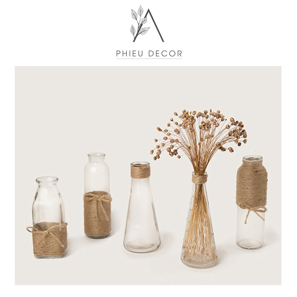 LỌ THỦY TINH trang trí dây thừng🌸Cắm Hoa, Decor Vintage