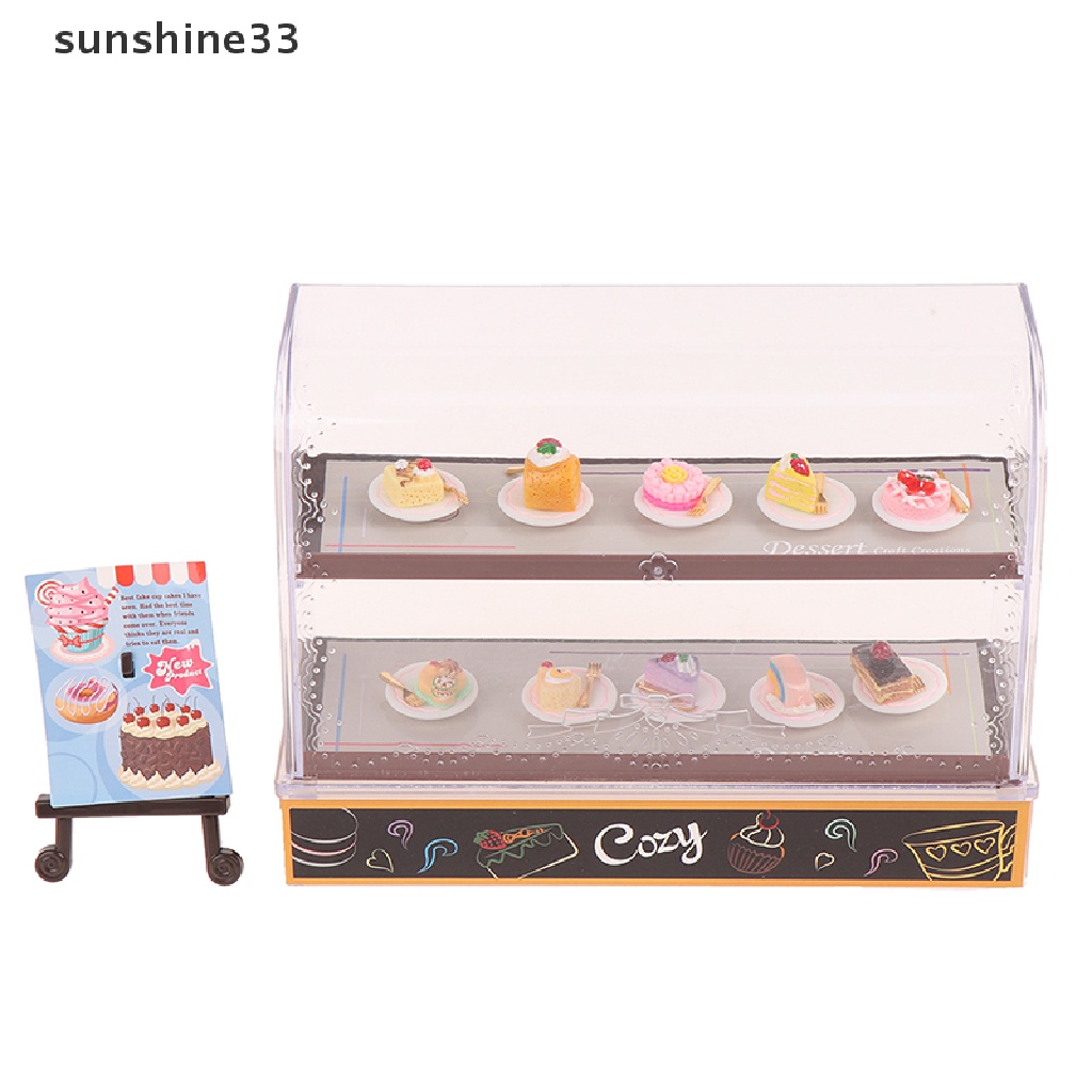 SU Mini Cake Counter Advertising Frame Showcase Cabinet Dollhouse Fruniture n