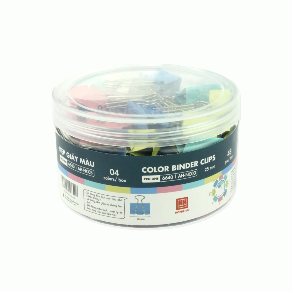 Kẹp giấy nhiều màu Hồng Hà 25mm 6640 (hộp 48 chiếc)