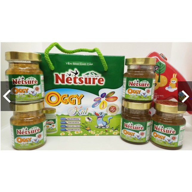 Lốc 6 lọ Yến Sào Netsure OGGY KID VITAMIN cao cấp cho Trẻ em - Bổ sung Vitamin dinh dưỡng (15% yến, 70ml/lọ)