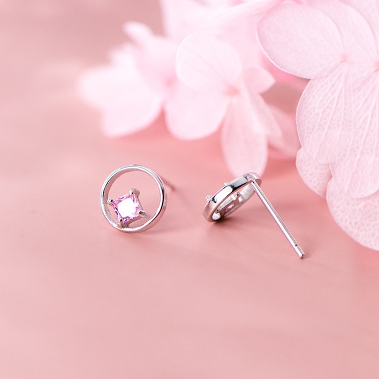 Khuyên Tai Bạc Nữ Đính Đá Tím Sáng Bằng Bạc Thật ITALY S925 cao cấp - B2492 - Bảo Ngọc Jewelry