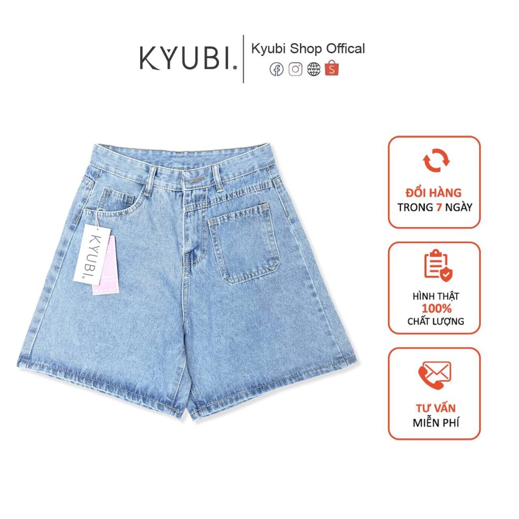 Quần short jean ngố nữ lưng cao Ulzzang Kyubi có túi trước cá tính - Jean Ngố Kyubi JN88