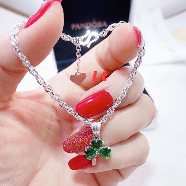 LẮC TAY CỎ BA LÁ BẠC TA 925