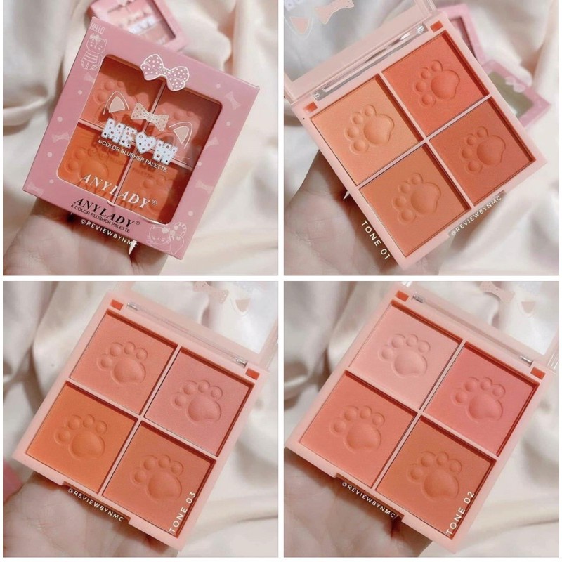 PHẤN MÁ 4 Ô MEOW ANYLADY tone đào BLUSHER