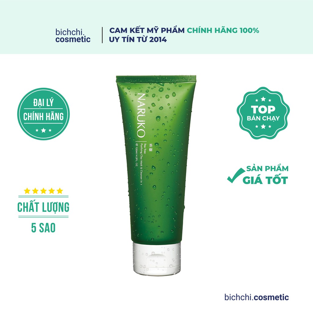 [CHÍNH HÃNG] 🎉Sữa Rửa Mặt NARUKO Dạng Bùn Tràm Trà 120ml ️🎉 Tea Tree Purifying Clay Mask & Cleanser In 1