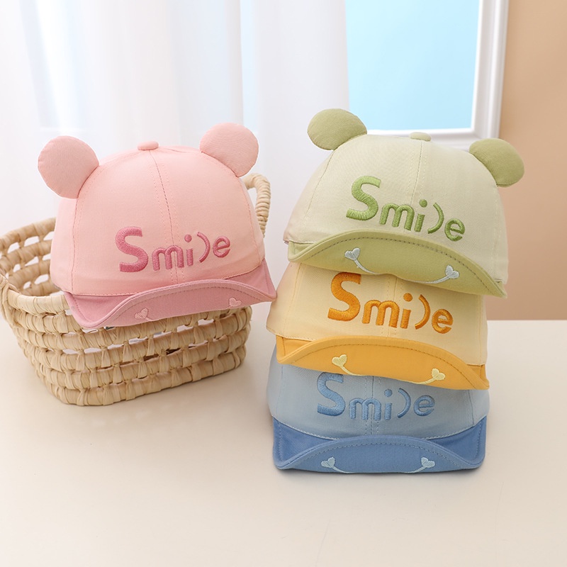 Mũ nón em bé trai bé gái từ 0-2 tuổi lưỡi trai bóng chày tai gấu smile ( Mũ Gấu Smile )