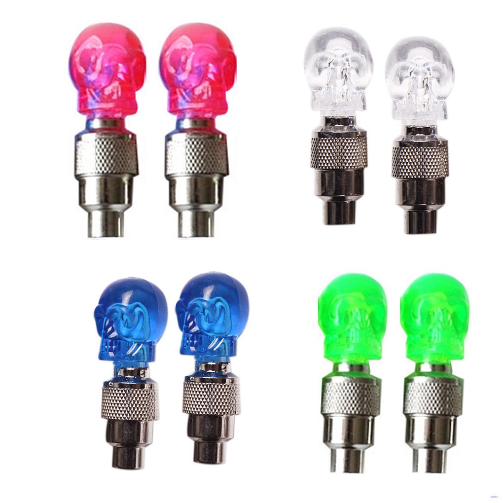 Set 2 Đèn Led Gắn Van Bánh Xe Đạp / Mô Tô Hình Đầu Lâu