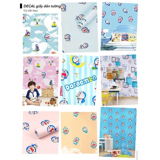 Giấy Dán Tường 45cm Rộng x 1m Dài Màu Giả Gỗ Ván Doremon Kitty MM015