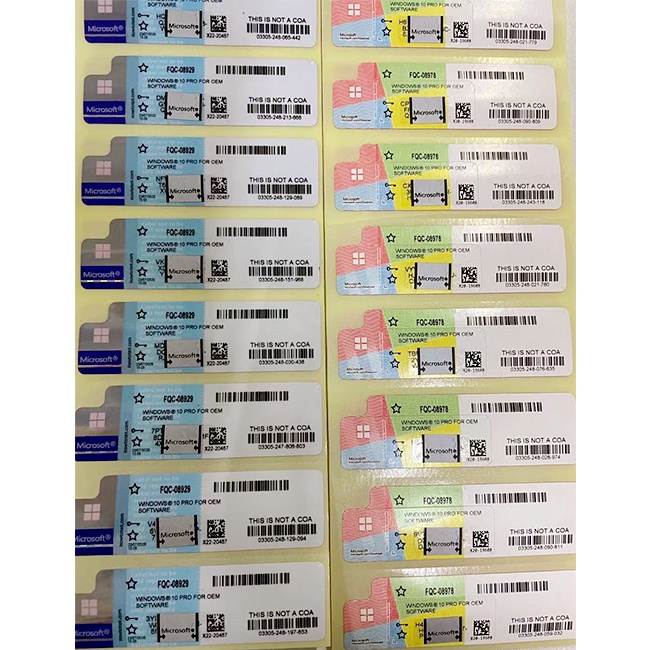 Windows 10 PRO / Mã kích hoạt tại nhà Nhãn dán giấy phép bán lẻ Coa có khóa ẩn Microsoft Win 10 PRO 