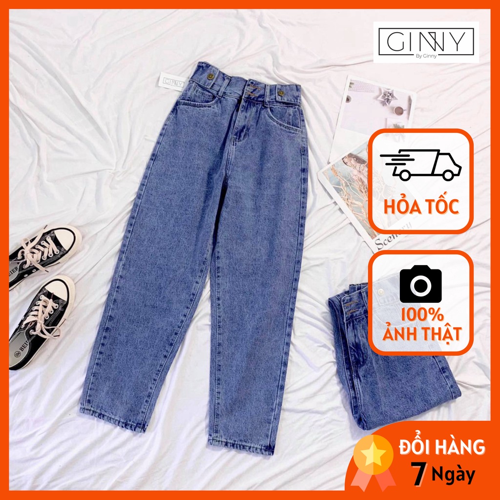 Quần Jean Nữ HJ001 | Baggy Ống Rộng Thời Trang | Cá Tính | GinHouse Shop