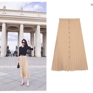 Chân váy xếp ly dài cạp chun