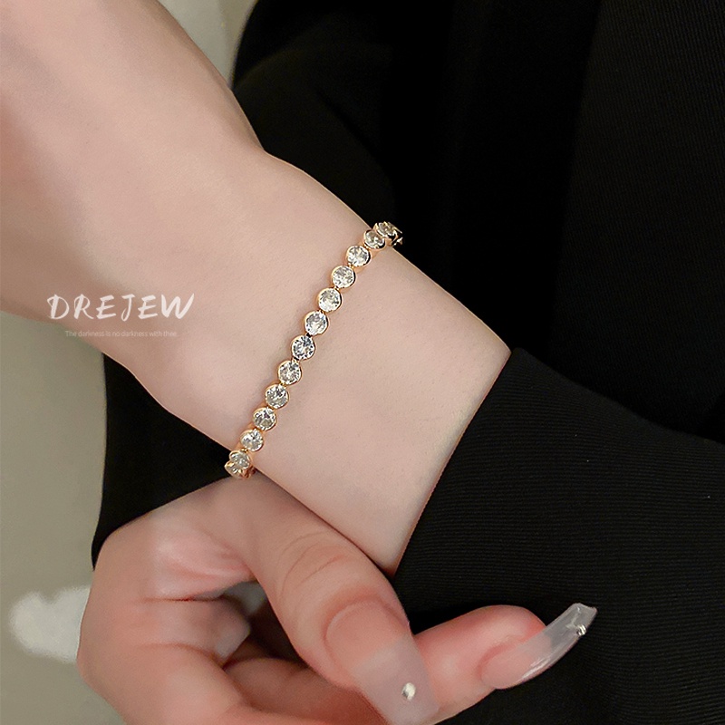 DREJEW Vòng Đeo Tay Dát Kim Cương Kiểu Hình Học Sang Trọng Nhẹ Nhàng