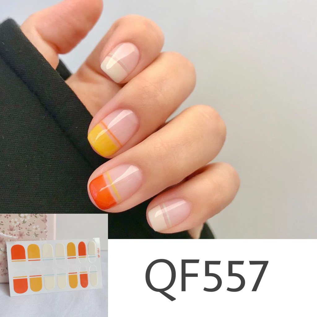 Bộ 14 nhãn dán móng tay 3D không thấm nước QF551-QF558