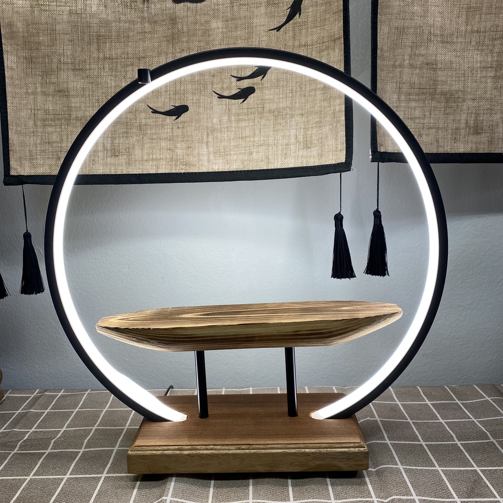 Kệ đèn LED hào quang xông trầm dùng để trang trí tiểu cảnh, tượng, lũa, bon sai - Tự Thanh
