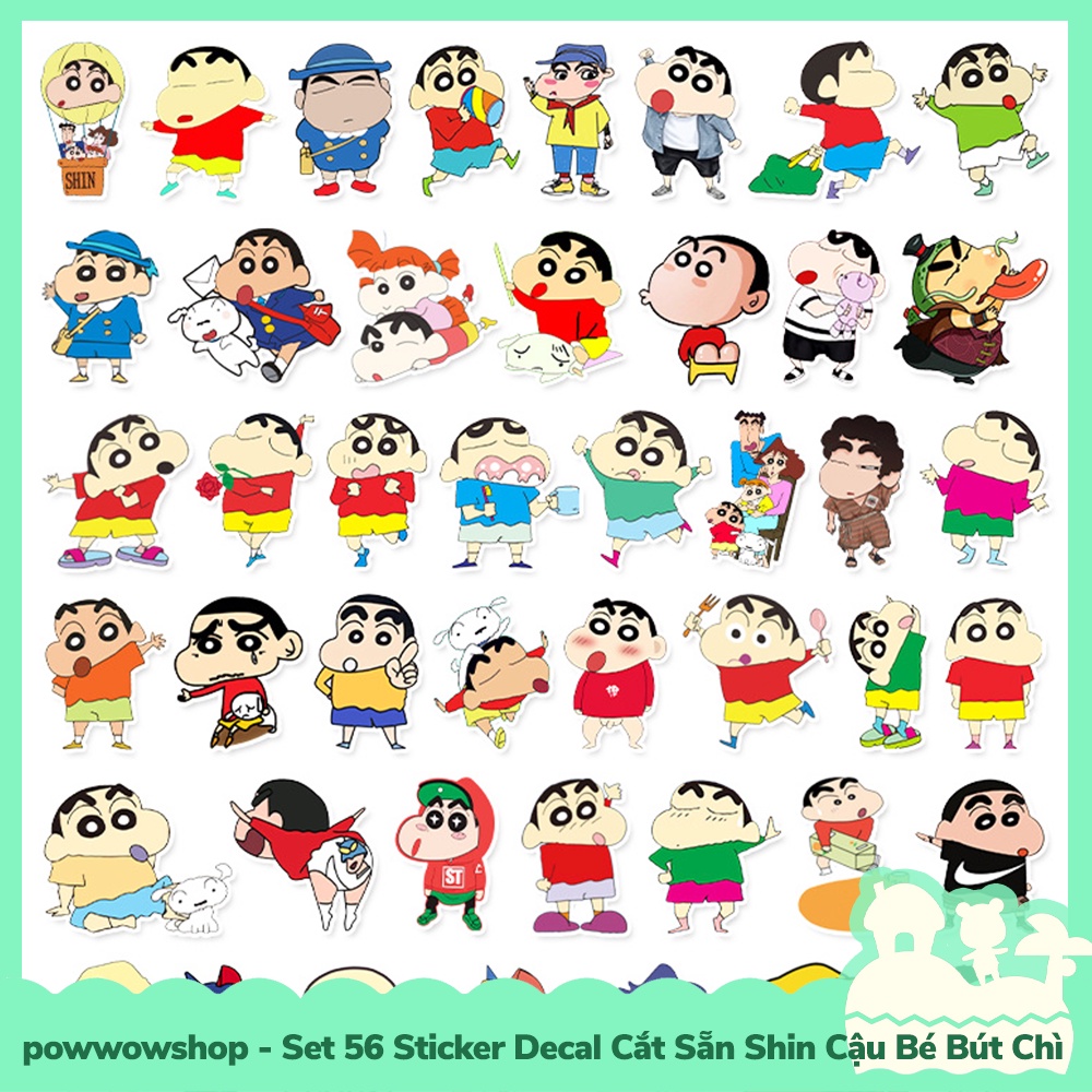 [Sẵn VN - Hỏa Tốc] Set 51 Sticker Mini Decal Dán Trang Trí Vật Dụng Mẫu Anime Manga Funny Lovely Shin Cậu Bé Bút Chì