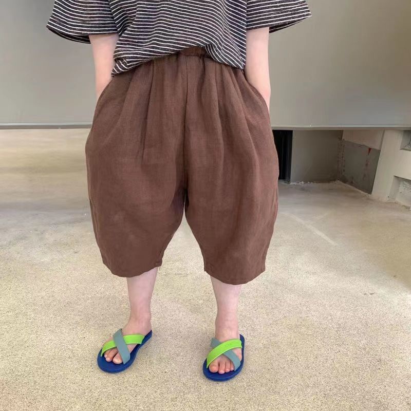 Quần Harem Cotton Lanh Thoáng Khí Phong Cách Nhật Bản Màu Sắc Đơn Giản Thời Trang Mùa Hè Cho Bé Gái 0602