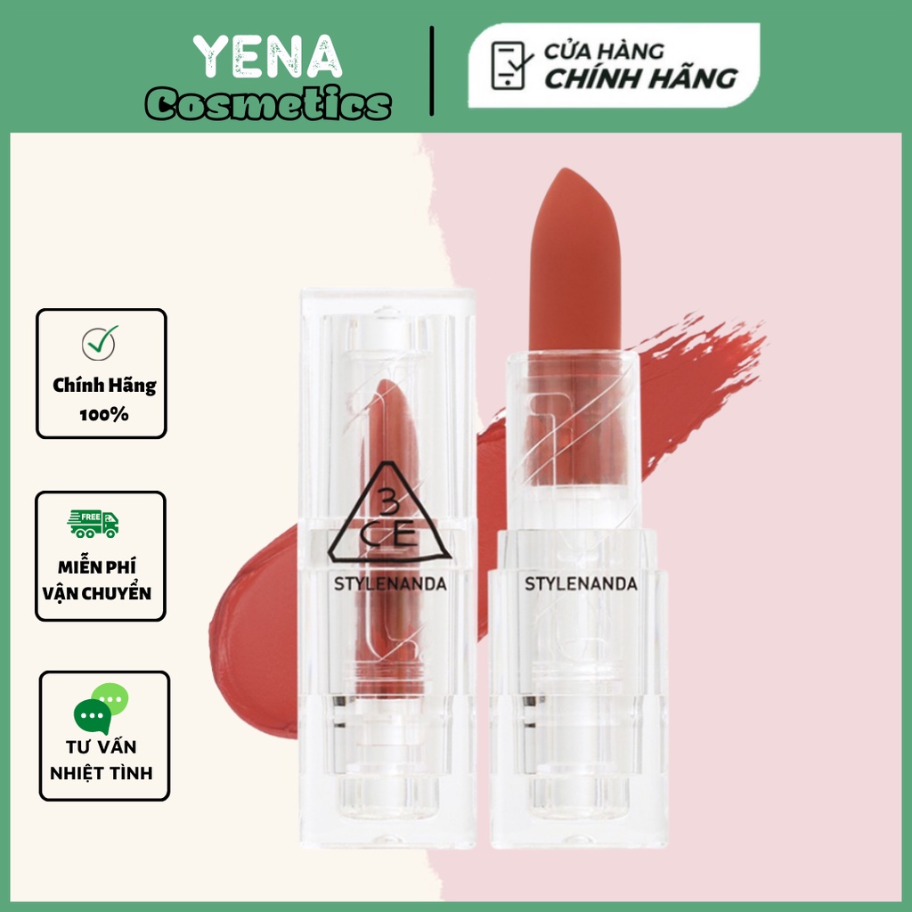 Son Thỏi Lì 3CE Soft Matte Lipstick Vỏ Trong Suốt