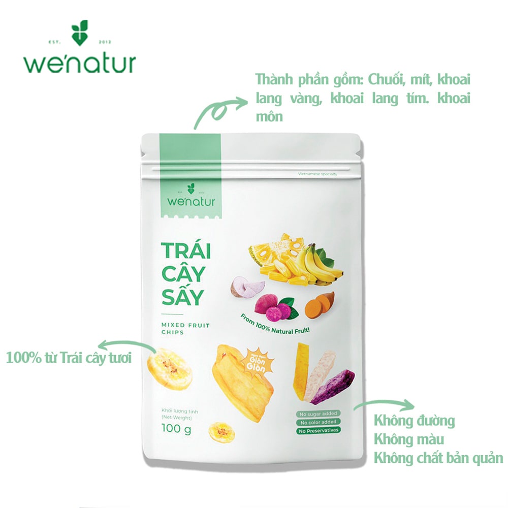 Combo 2 Gói Trái Cây Sấy Giòn We'natur 100g