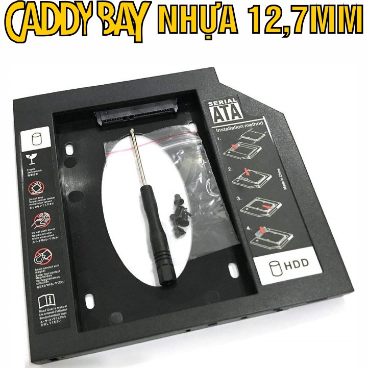 Caddy Bay Sata3 cho SSD và HDD 2,5” - Vỏ Nhôm/Nhựa – Size: 9.5mm và 12.7mm – Khay ổ cứng thay thế ổ DVD