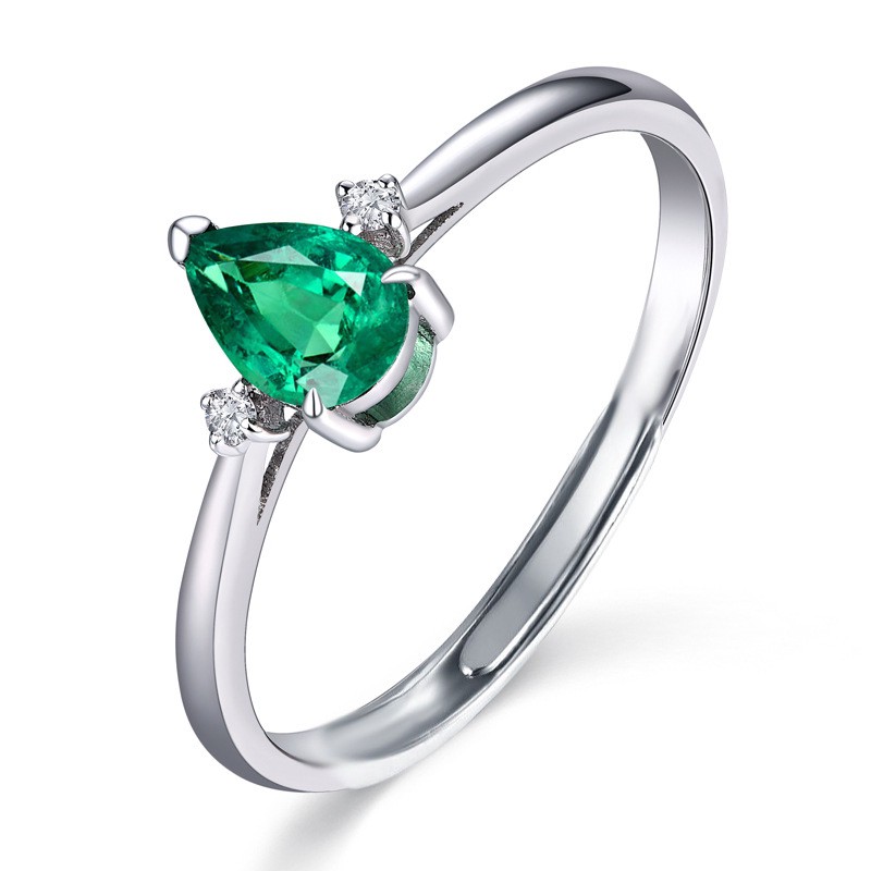 Nhẫn Đeo Tay Kim Loại Đính Ngọc Lục Bảo Giả Thanh Lịch Cho Nữ