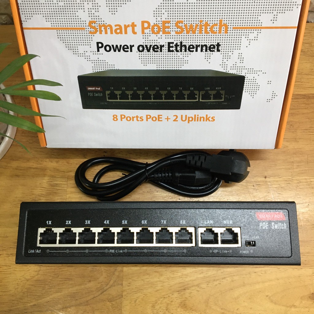 Switch PoE 8+2 Port Smart (bộ chia mạng poe 8 cổng, 2 cổng uplink) hàng chính hãng Global