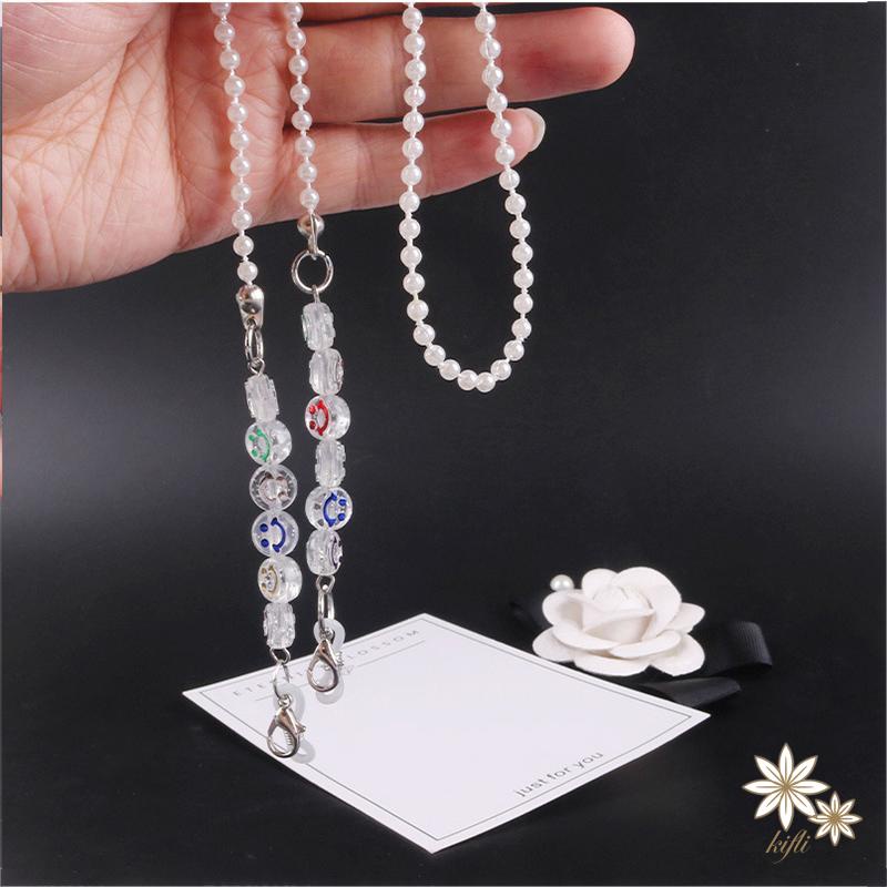 【kifli】Kính acrylic trong suốt / dây đeo mặt nạ có hoa, trang trí trái tim