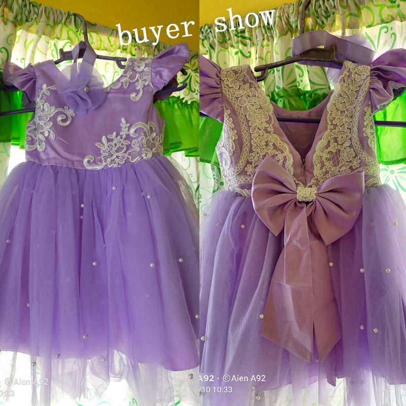 Đầm công chúa thắt nơ phối ren xinh xắn hợp thời trang cho bé gái