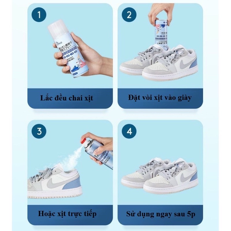 Chai Xịt Khử Mùi Giày Công Nghệ NANO BẠC, Bình Xịt Mùi Dịu Nhẹ 260ml