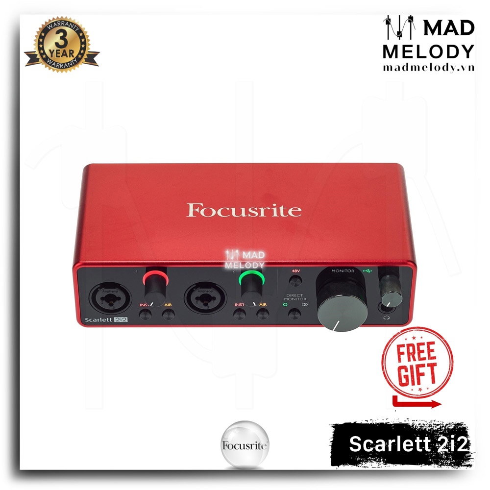 Focusrite Scarlett 2i2 USB Audio Interface (3rd Gen) [soundcard thu âm livestream Gen 3 chất lượng cao, Brand New]