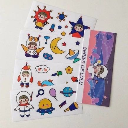 Tờ hình dán họa tiết hoạt hình chất liệu PVC chống nước để trang trí bình nước / điện thoại / sổ tay ST42