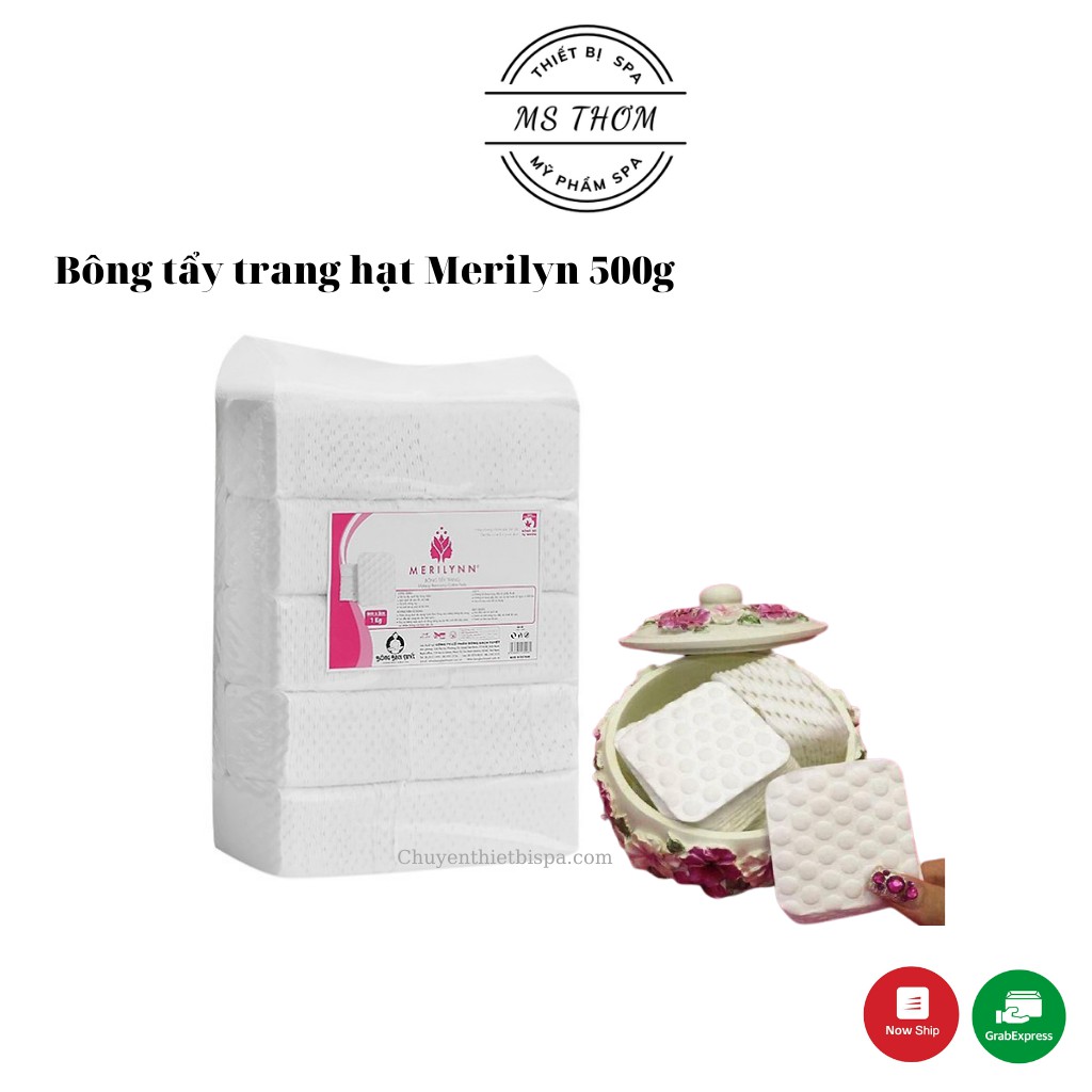 Bông tẩy trang hạt Merilynn 500g Việt Nam cao cấp mềm mịn, không xù, không sơ - làm từ 100% sợi bông thiên nhiên
