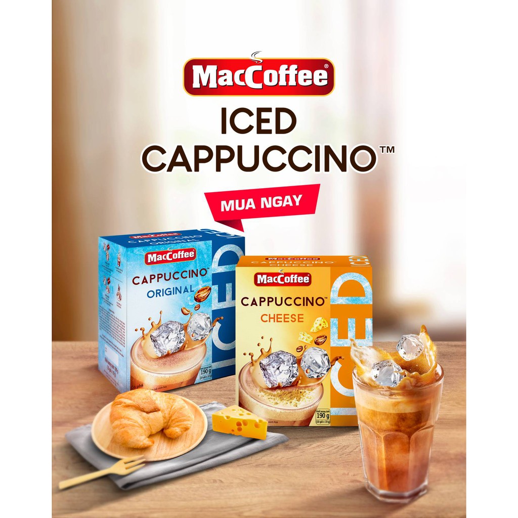 [Hộp 10 gói] Cafe vị Capuchino Original & cheese Maccoffe