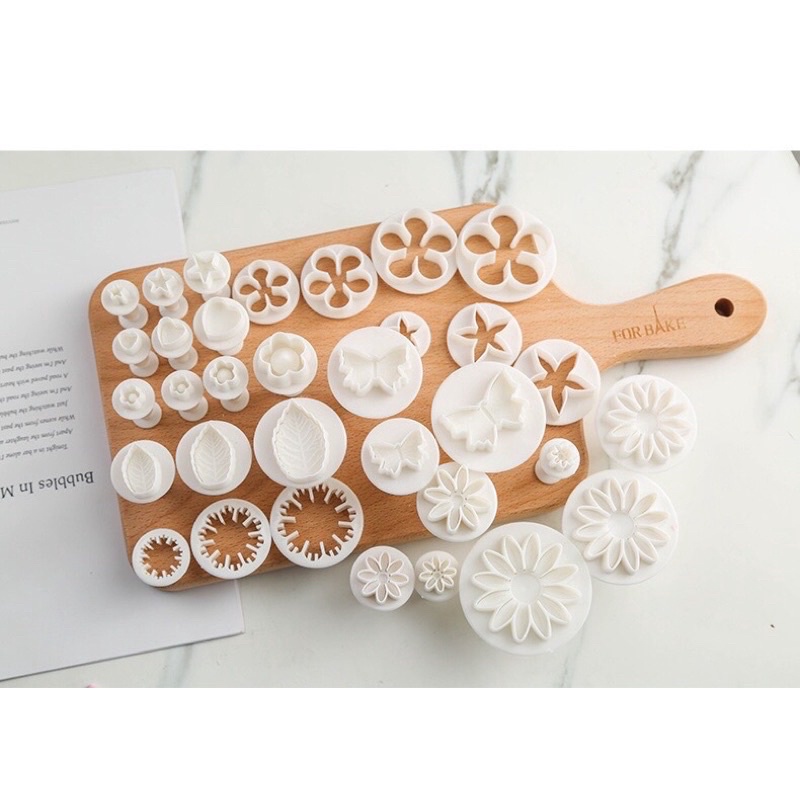 Bộ 33 khuôn nhấn fondant, tạo hình bánh quy, bánh bao